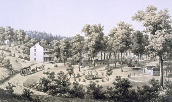 Stribling Springs, Spa Village, Augusta Country, 1858 (colour litho)