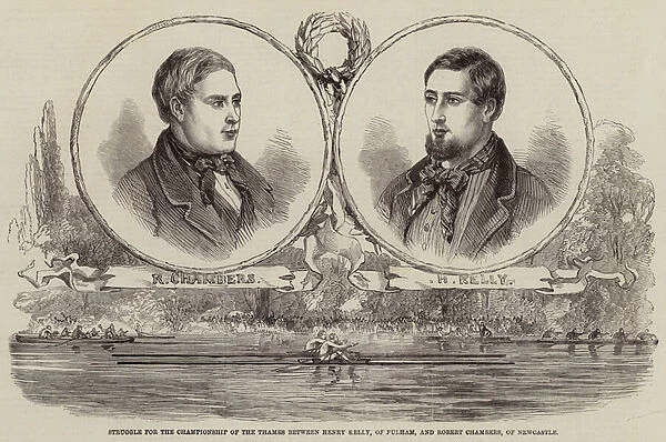 Struggle for the Championship of the Thames between Henry Kelly, of Fulham, and Robert Chambers, of Newcastle (engraving)