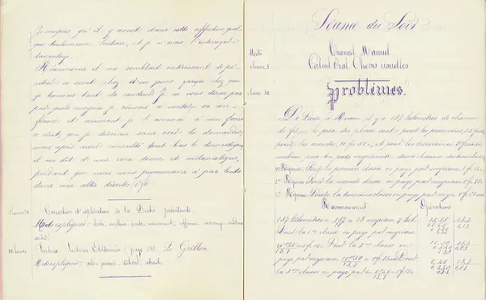 Framed Print : Student notebook: continuation of the dictation and problems, 1882 (handwritten)