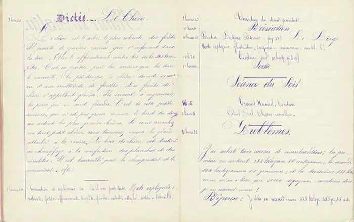 Framed Print : Student notebook: The oak dictation and problems, 1882 (handwritten)