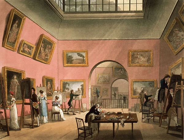 Students learning to paint and making copies of pictures at the British Institution