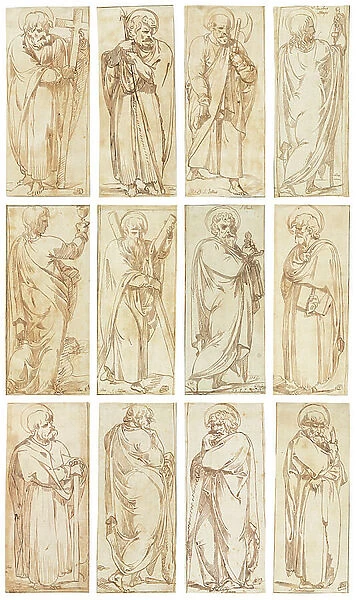 Twelve studies of the Apostles, 1763 (pen & ink on paper)