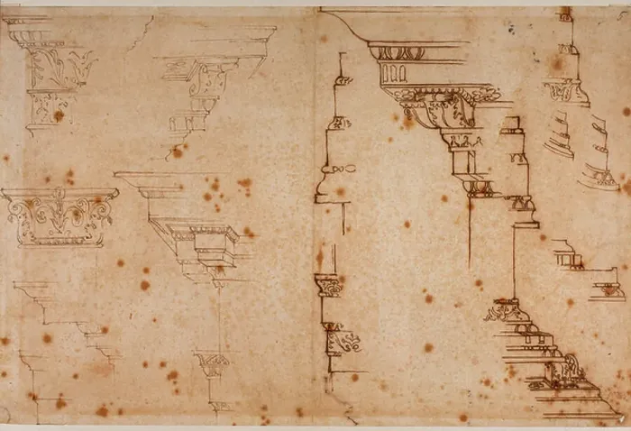 Framed Print : Studies of architectural elements, 16th century (drawing) Framed Print : Studies of architectural elements, 16th century (drawing)