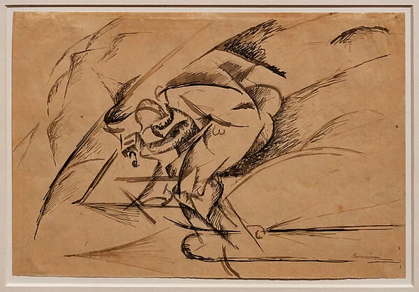 Studies for Dynamism of a Cyclist, 1913 (black ink on paper)