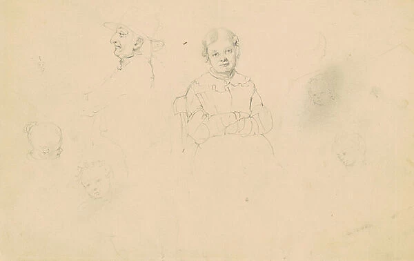 Studies of Figures, c. 1836-43 (graphite on wove paper)