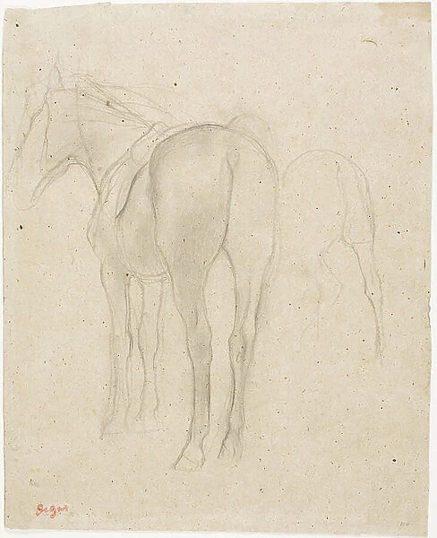 Studies of a Horse, 1868-75 (graphite with stumping on tan wove paper)