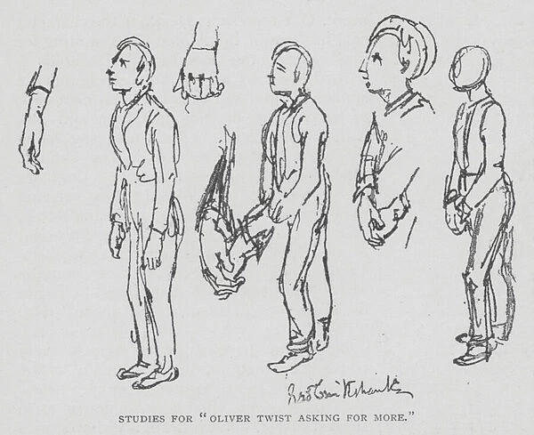 Studies for 'Oliver Twist Asking for More'(engraving)