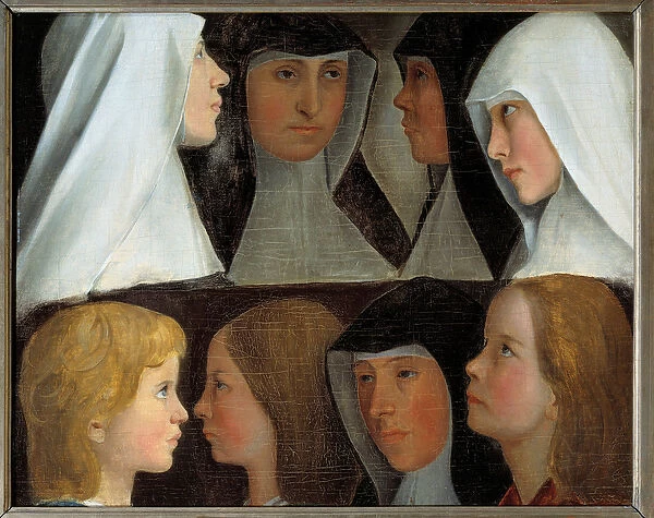 Studies of postulant and novice nuns of the Order of Saint Benedict Painting of