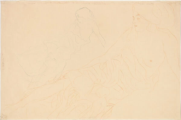 Two studies of a reclining woman, 1913 (pencil on paper)