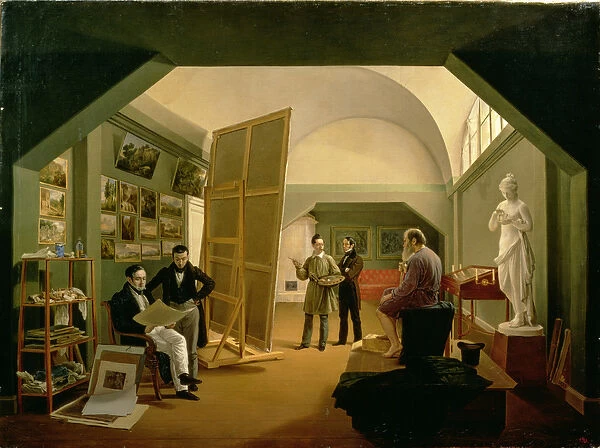 The Studio of Petr Vasilevich Basin (1793-1877) 1833 (oil on canvas)