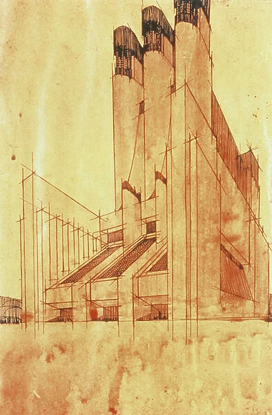 Study for a Building, 1913 (pen & ink on paper)