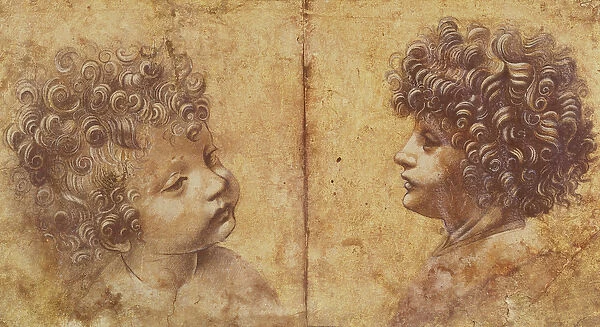 Study of a childs head (red chalk heightened with white on paper)