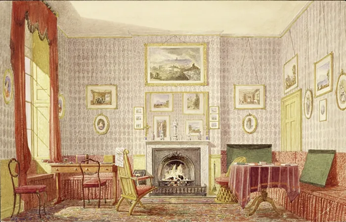 Framed Print : The Study, The Close, Winchester, 1850, Corfe, Beatrice, Olive, Watercolour