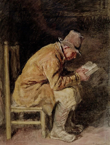 Study of a Countryman Reading (w  /  c on paper)