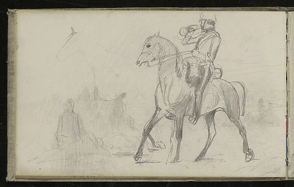 Study for Dawn of Waterloo, 1893 (pencil on paper)