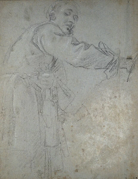 Study of a draped male figure (chalk on paper)