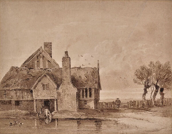 Study of a farmhouse, 1800-59 (Watercolour)