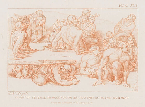 Study of several figures for the bottom part of THe Last Judgement (etching)