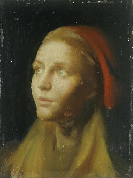 Study of a girl's head (oil on canvas)