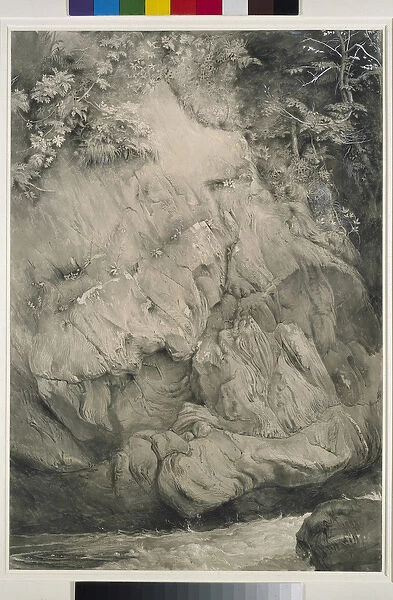 Study of Gneiss Rock, Glenfinlas, 1853-54 (pen, wash & gouache on paper)