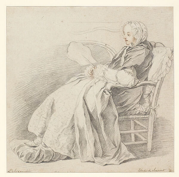 Study for L Accouchee, c. 1750 (chalk on paper)