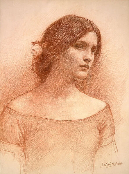 Study for The Lady Clare, c. 1900 (red chalk on paper) (see 55018)