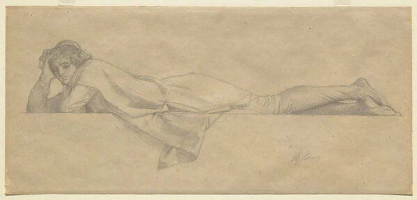 Study for Le Poete Florentin, c. 1853 (black chalk on buff wove paper)