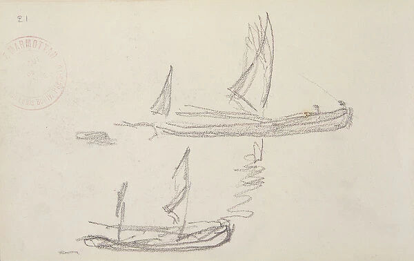 Study for London series, Boats on the Thames (pencil on paper)