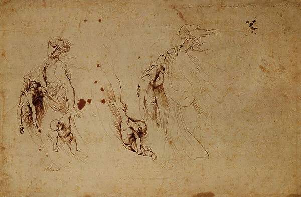 Study of Medea Slaying her Children (pen & ink)