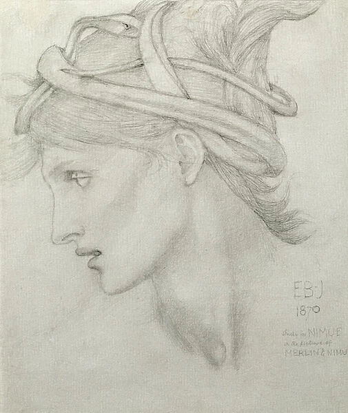 Study for Nimue for Merlin and Nimue, 1870 (pencil on paper)
