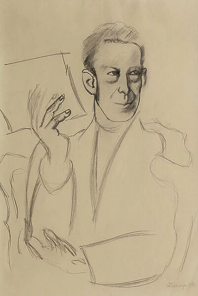 Study for the portrait of Jean-Louis Gampert, 1920 (black pencil and blending stump on paper)