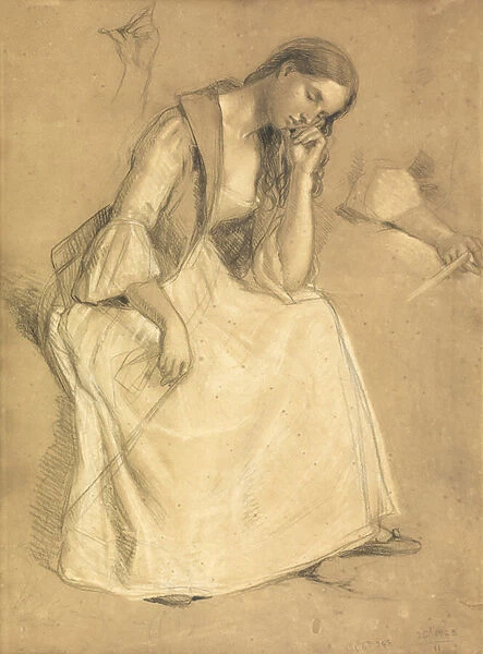 Study of a seated girl (pencil & chalk on paper)