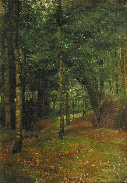 Study of sun shining through the trees, Concarneau (oil on canvas)
