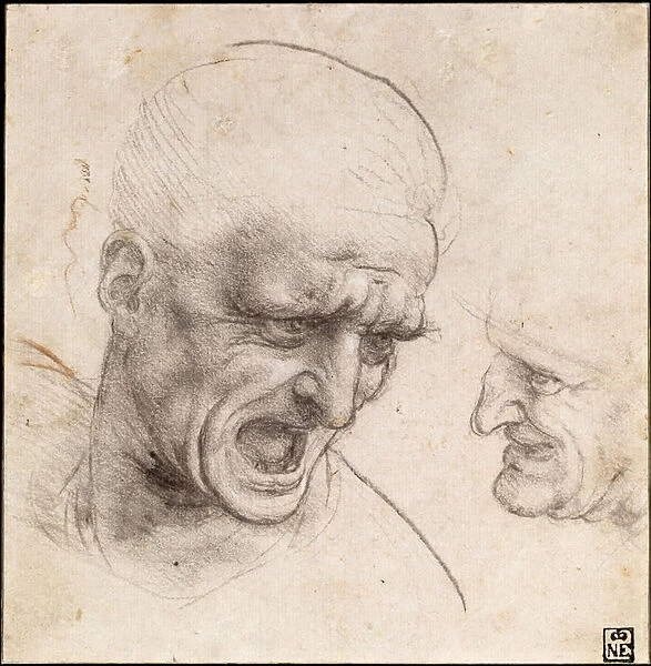 Study of Two Warriors Heads for the Battle of Anghiari