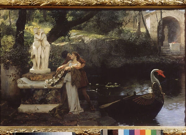 Suivre l exemple des Dieux. Peinture de Henryk Siemiradzki (1843-1902), huile sur toile, 1879. Art polonais, academisme, 19e siecle. State Art Gallery, Lviv (Lvov ou Leopol) (Ukraine)