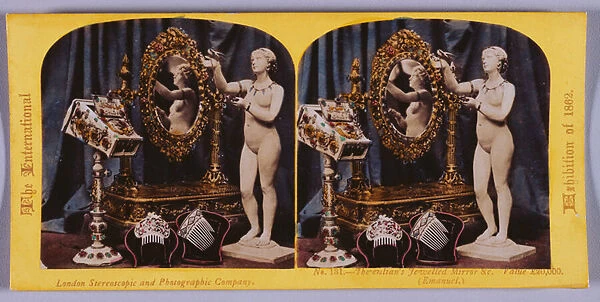 The Sultans Jewelled Mirror, 1862 (hand coloured stereocard)