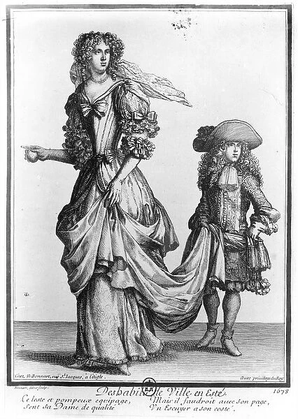 The Summer city dress, 1678 (engraving) (b  /  w photo)