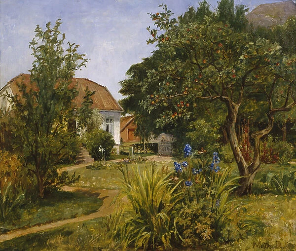 Summer garden with house, 1910 (oil on canvas)