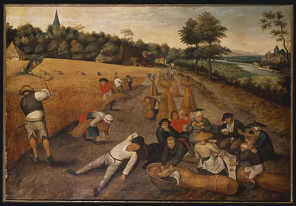 Summer: Harvesters Working and Eating in a Cornfield, 1624 (oil on panel)