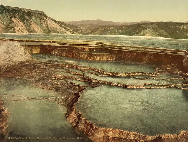 Summit Basin, Mammoth Hot Spring, Yellowstone National Park, c. 1898 (photochrom)