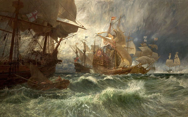 The Summons to Surrender (An Incident in the Spanish Armada) (oil on canvas)