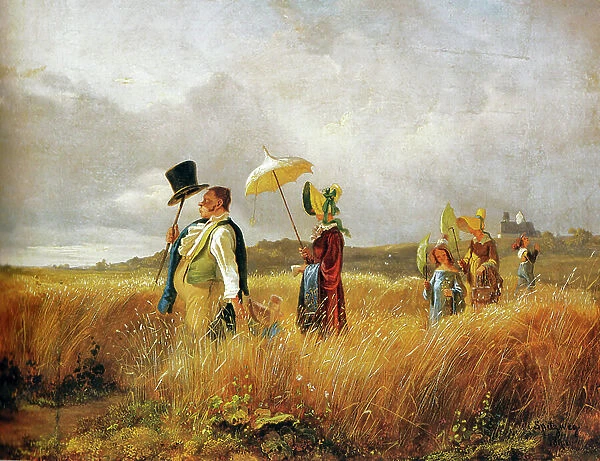 Sunday Stroll, 1841 (oil on wood)