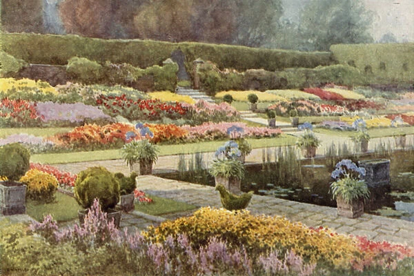 The Sunk Garden, Kensington Palace (colour litho)