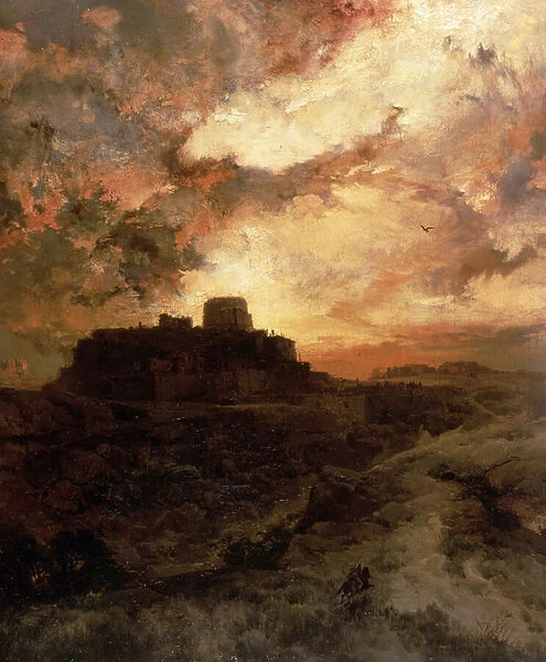 Sunset, Pueblo del Walpe, Arizona, 1880 (oil on canvas)