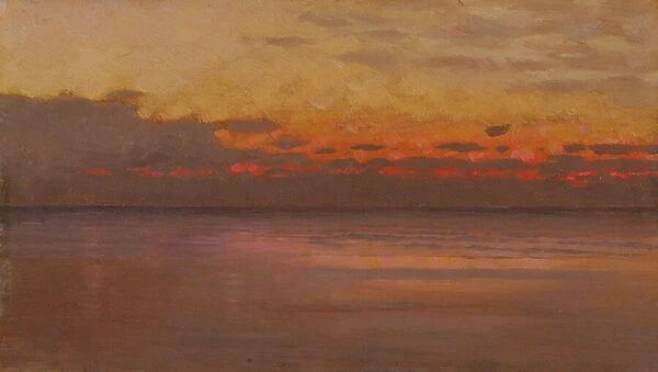 Sunset over the Sea (oil on canvas)