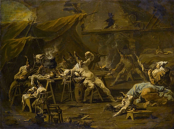 The Supper of Pulcinella and Colombina, c. 1725-1730 (oil on canvas)