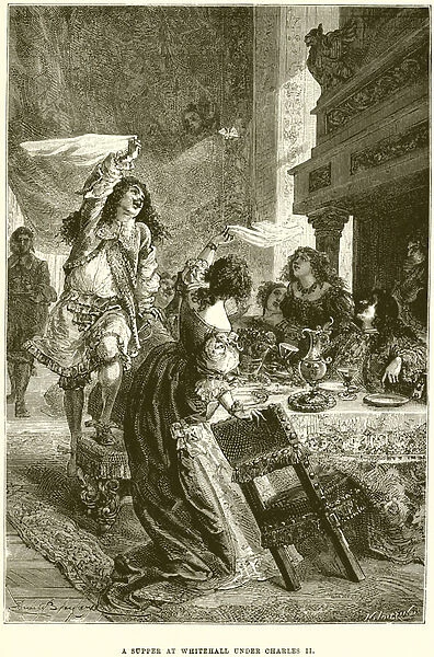 A Supper at Whitehall under Charles II (engraving)