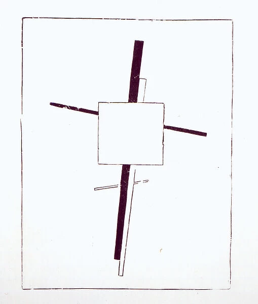 Suprematist Cross, 1920 (wood engraving from original woodblock) (b  /  w photo)