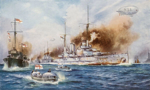 The surrender of the German High Seas Fleet, 1918 (colour litho)