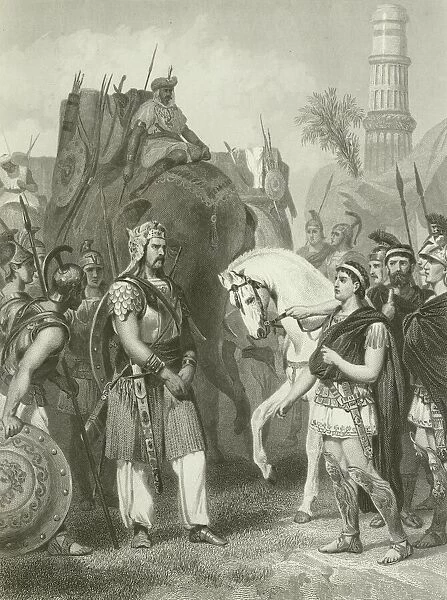 Surrender of Porus to the Emperor Alexander, 326 BC (engraving)